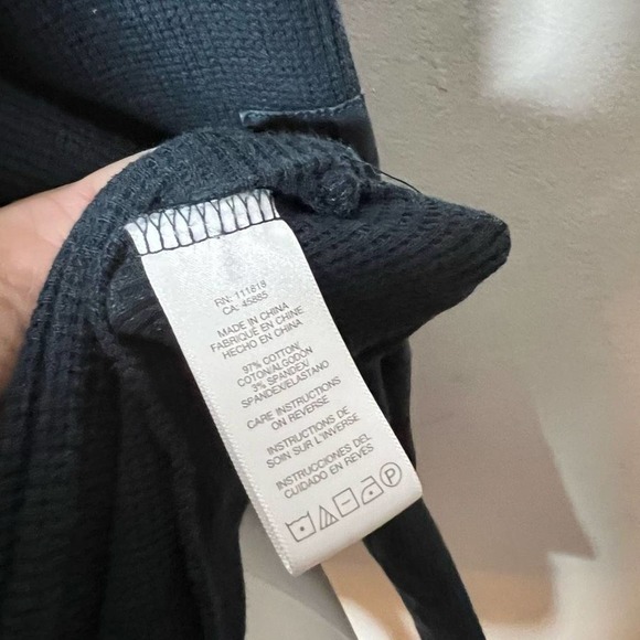 Michael Kors Quarter Zip Pullover Mens MEDIUM Navy Blue Elbow Patch Waffle Knit - Picture 6 of 7